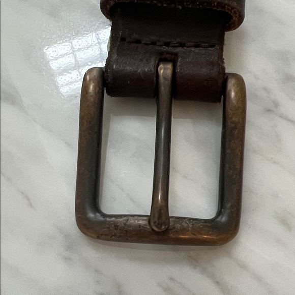 Vintage J Crew Brown Leather Belt with Studded Brass Accents - Picture 3 of 5